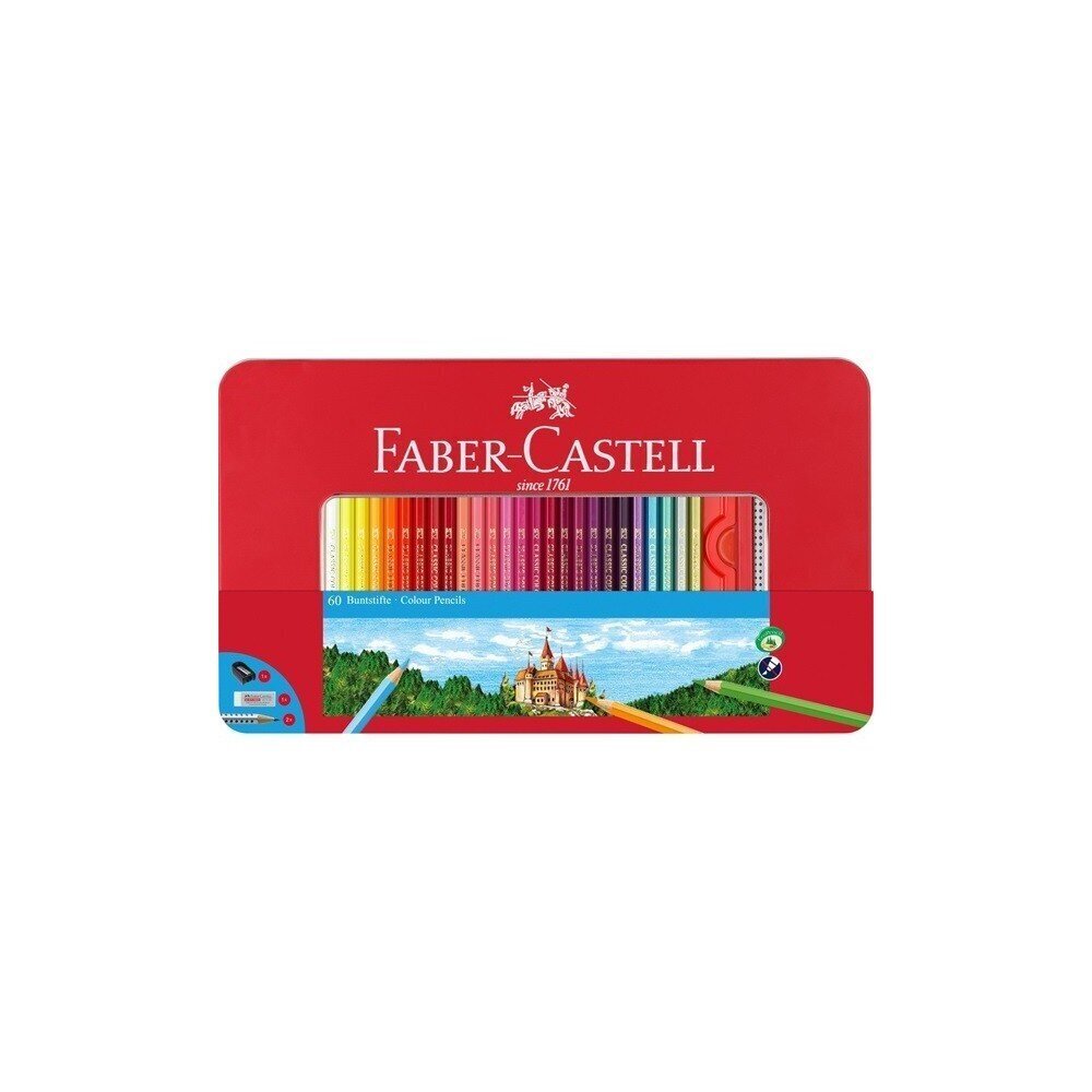 Krāsainie zīmuļi Faber-Castell Colour, 60 krāsas, metāla kārbā cena un informācija | Modelēšanas un zīmēšanas piederumi | 220.lv