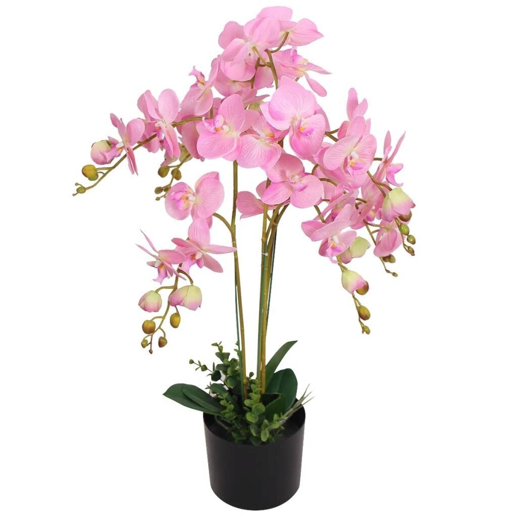 vidaXL mākslīgais augs, orhideja ar podiņu, 75 cm, rozā cena un informācija | Mākslīgie ziedi | 220.lv