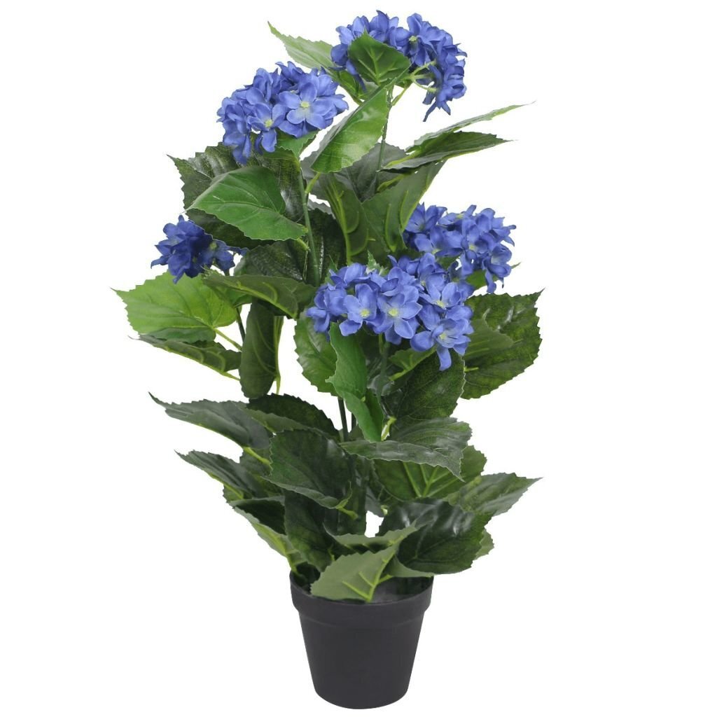 vidaXL mākslīgais augs, hortenzijas ar podiņu, 60 cm, zilas cena un informācija | Mākslīgie ziedi | 220.lv