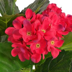 vidaXL mākslīgais augs, hortenzija ar podiņu, 60 cm, sarkanas cena un informācija | Mākslīgie ziedi | 220.lv