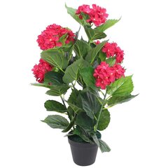 vidaXL mākslīgais augs, hortenzija ar podiņu, 60 cm, sarkanas цена и информация | Искусственные цветы | 220.lv