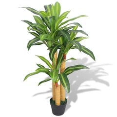 vidaXL mākslīgais augs, dracēna ar podiņu, 100 cm, zaļa cena un informācija | Mākslīgie ziedi | 220.lv