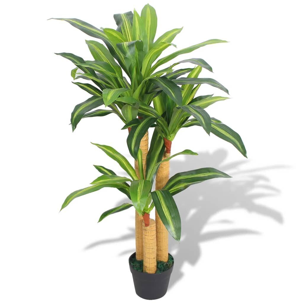 vidaXL mākslīgais augs, dracēna ar podiņu, 100 cm, zaļa cena un informācija | Mākslīgie ziedi | 220.lv