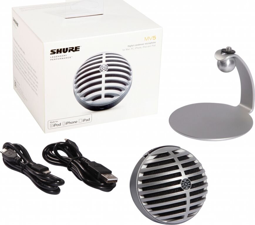 Shure MV5-A-LTG digitālais kondensatora mikrofons cena un informācija | Mikrofoni | 220.lv