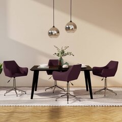 vidaXL grozāmi virtuves krēsli, 4 gab., violets audums cena un informācija | Virtuves un ēdamistabas krēsli | 220.lv