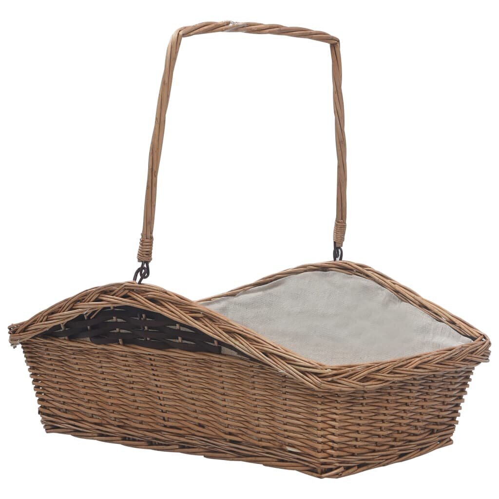 286989 vidaXL Firewood Basket with Handle 61,5x46,5x58 cm Brown Willow cena un informācija | Kamīnu un krāšņu aksesuāri | 220.lv