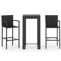 vidaXL 3-daļīgs āra bāra mēbeļu komplekts, melna PE rotangpalma цена и информация | Комплекты уличной мебели | 220.lv