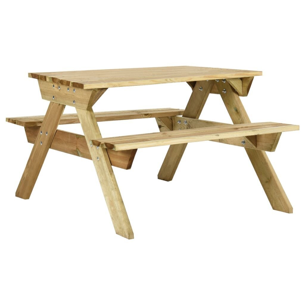 vidaXL piknika galds ar soliem, 110x123x73 cm, impregnēts priedes koks cena un informācija | Dārza galdi | 220.lv