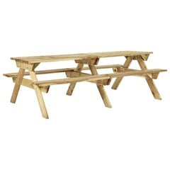 vidaXL piknika galds ar soliem, 220x122x72 cm, impregnēts priedes koks cena un informācija | Dārza galdi | 220.lv