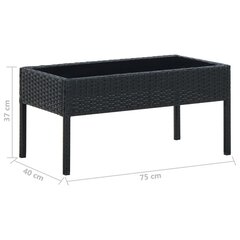 vidaXL dārza galds, melns, 75x40x37 cm, PE rotangpalma cena un informācija | Dārza galdi | 220.lv