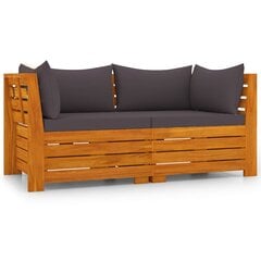 vidaXL divvietīgs dārza dīvāns ar matračiem, akācijas masīvkoks cena un informācija | Dārza krēsli | 220.lv