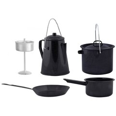 Esschert Design 4-daļīgs āra trauku komplekts, melns цена и информация | Посуда, тарелки, обеденные сервизы | 220.lv