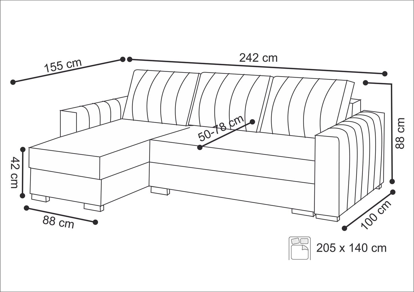 Stūra dīvāns Vera, zils cena un informācija | Stūra dīvāni | 220.lv