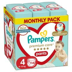 Autiņbiksītes - biksītes PAMPERS Premium Monthly Pack 4. izmērs, 9-15 kg, 114 gab. cena un informācija | Autiņbiksītes | 220.lv