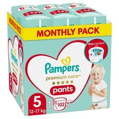 Подгузники-трусики Pampers Premium Monthly Pack 5 размер, 12-17 кг, 102 шт. цена и информация | Pampers Для ухода за младенцем | 220.lv