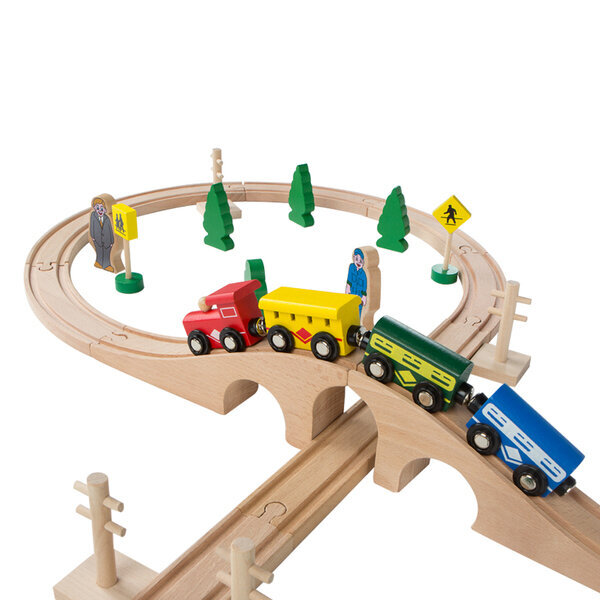 Koka rotaļu dzelzceļš Woomax, 40 gab., 24mēn+ cena un informācija | Rotaļlietas zīdaiņiem | 220.lv