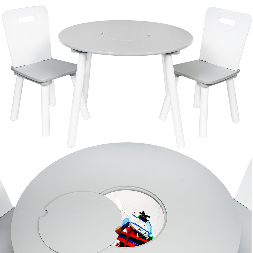 Apaļš galds ar krēsliem, pelēks cena un informācija | Bērnu krēsliņi un bērnu galdiņi | 220.lv