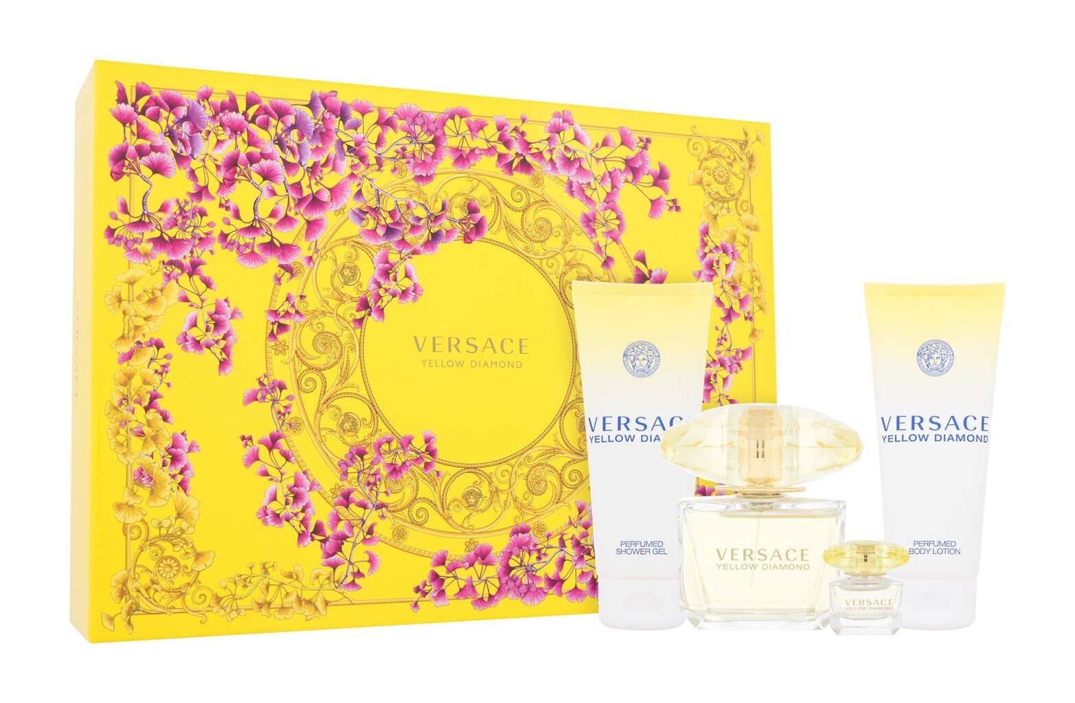 Komplekts Versace Yellow Diamond: EDT sievietēm 90 ml + 5 ml + dušas želeja 100 ml + ķermeņa losjons 100 ml cena un informācija | Sieviešu smaržas | 220.lv