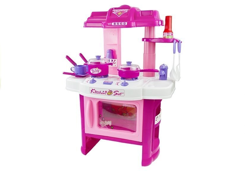 Bērnu virtuvīte ar cepeškrāsni un piederumiem, rozā cena un informācija | Rotaļlietas meitenēm | 220.lv