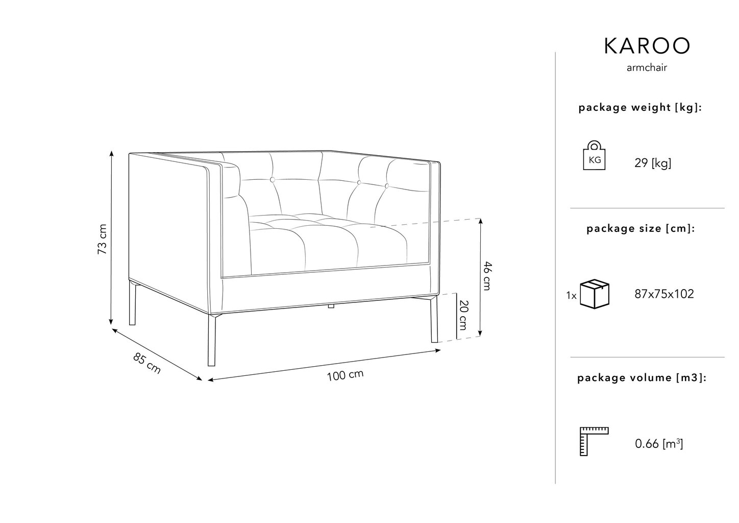 Velūra krēsls Micadoni Home Karoo, smilškrāsas cena un informācija | Atpūtas krēsli | 220.lv