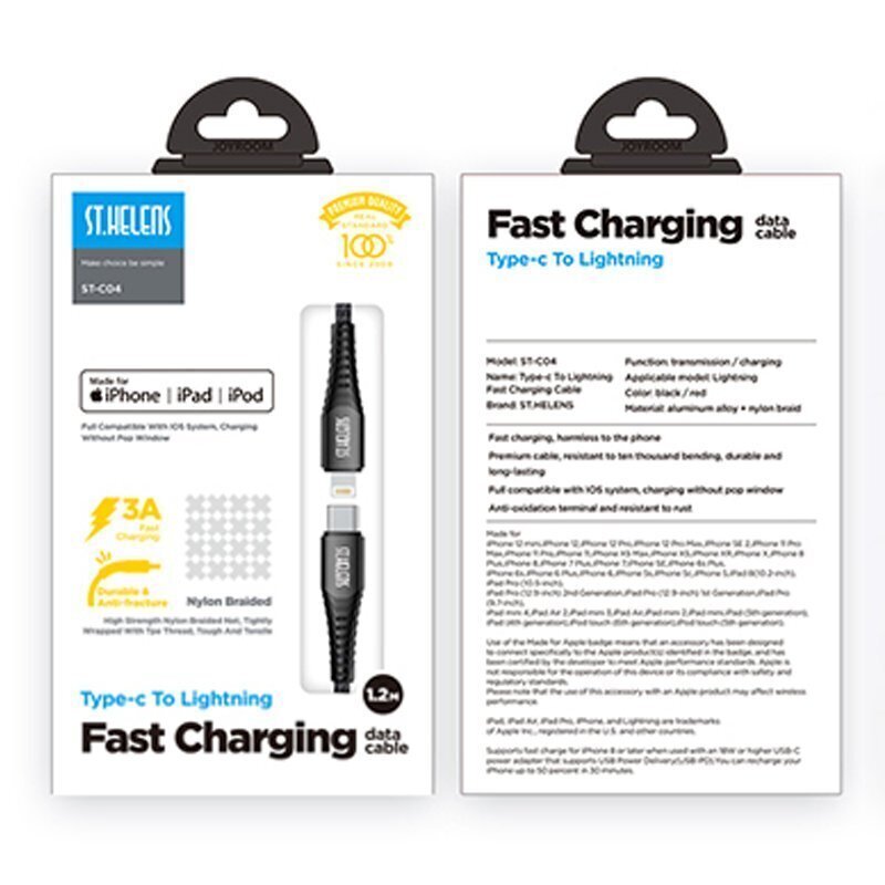 Kabelis Joyroom ST-C04 ST.HELENS Type-c To Lightning Data Cable, 1,8m cena un informācija | Savienotājkabeļi | 220.lv