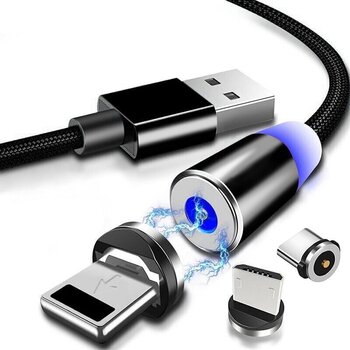 Vads, kabelis, magnētiskais lādētājs 3in1 (Micro USB, type-C, iPhone lightning) telefonam cena un informācija | Lādētāji un adapteri | 220.lv