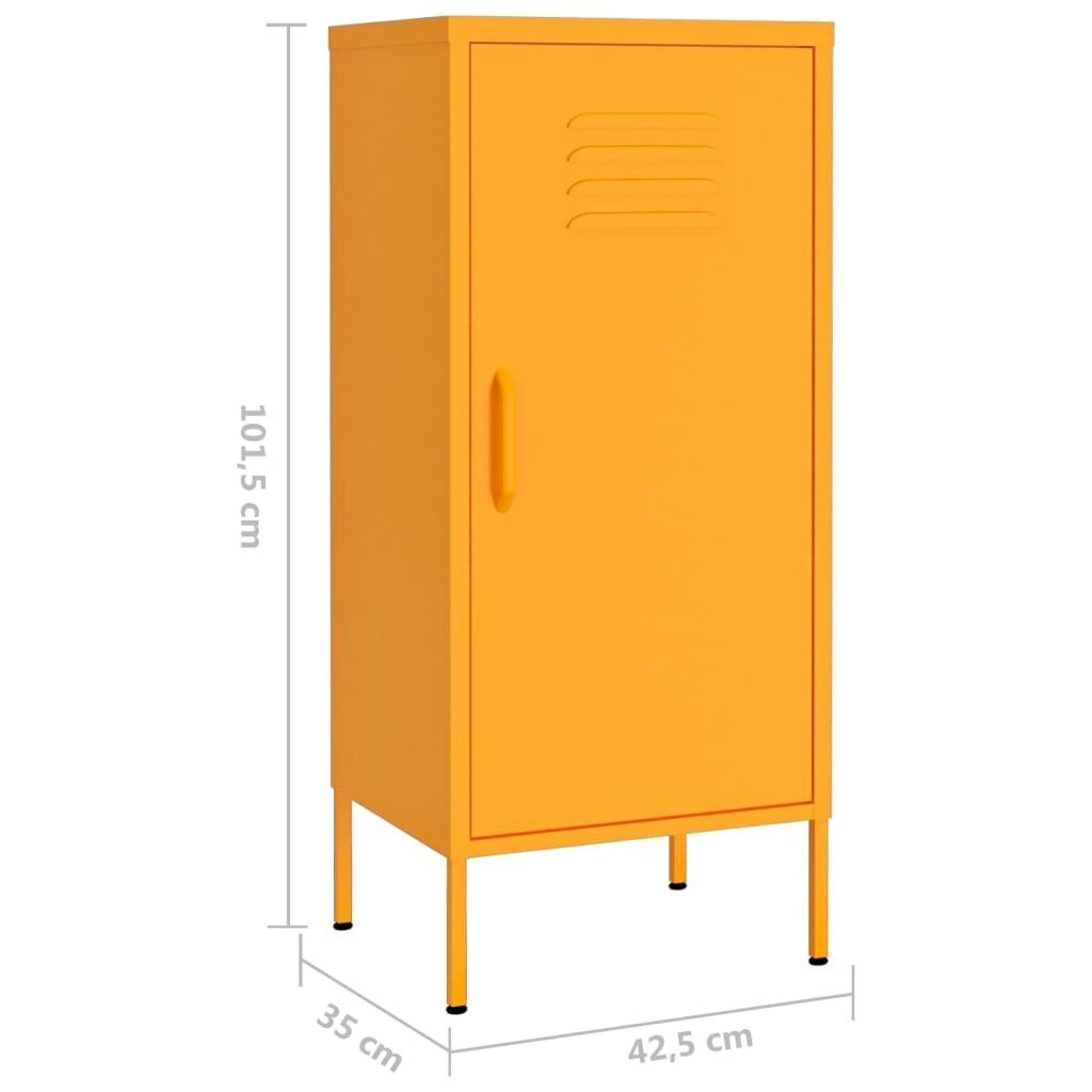 vidaXL skapītis, 42,5x35x101,5 cm, tērauds, sinepju dzeltens cena un informācija | Skapīši viesistabai | 220.lv