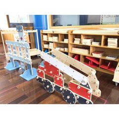 Набор деревянных строительных блоков, 97 деталей цена и информация | Конструктор автомобилей игрушки для мальчиков | 220.lv