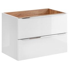 Подвесной шкаф под умывальник Hakano Barios, 80x46 см, белый/коричневый цена и информация | Шкафчики для ванной | 220.lv
