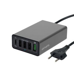 4smarts Charging Station VoltPlug Tīkla Lādētājs PPS 60W QC 3.0 / 4x USB / 1x USB-C / 1.5m cena un informācija | Adapteri un USB centrmezgli | 220.lv