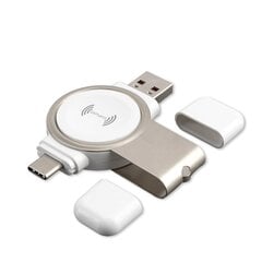 Беспроводная зарядка 4smarts Wireless Charger VoltBeam Mini для Apple Watch 1-7 / USB-C / USB цена и информация | Зарядные устройства для телефонов | 220.lv