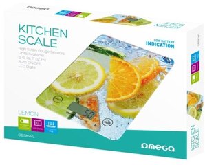Кухонные весы Omega OBSKWL (20 x 14.5 x 2 см) изготовленные из закаленного стекла 4 ммLCD (макс. 5 кг) цена и информация | Кухонные весы | 220.lv