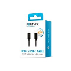 Forever kabelis USB-C - USB-C 1,0 m 3A, melns cena un informācija | Savienotājkabeļi | 220.lv