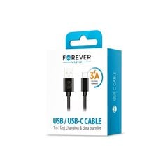 Кабель Forever USB - USB-C, 1.0 м 3А, черный цена и информация | Forever Мобильные телефоны и аксессуары | 220.lv