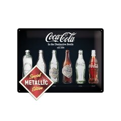 Metāla plāksne 30x40 cm / Coca-Cola In the Distinctive Bottle Metallic cena un informācija | Interjera priekšmeti | 220.lv