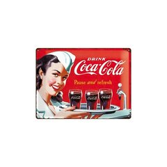 Металлическая пластина 30x40 см / Coca-Cola Pause and refresh цена и информация | Детали интерьера | 220.lv