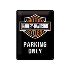 Metāla plāksne 30x40 cm / Harley-Davidson Parking Only cena un informācija | Interjera priekšmeti | 220.lv