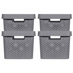 427237 Curver "Infinity" Storage Box Set 4 pcs with Lid 11L+17L Anthracite цена и информация | Ящики для вещей | 220.lv