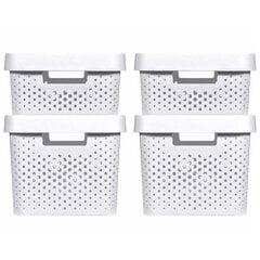 427238 Curver "Infinity" Storage Box Set 4 pcs with Lid 11L+17L White cena un informācija | Veļas grozi un mantu uzglabāšanas kastes | 220.lv