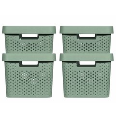 427239 Curver "Infinity" Storage Box Set 4 pcs with Lid 11L+17L Green cena un informācija | Veļas grozi un mantu uzglabāšanas kastes | 220.lv