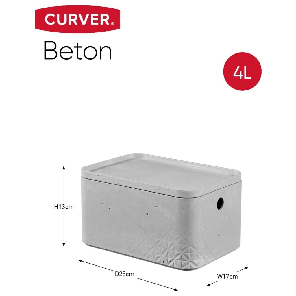 427243 Curver "Beton" Storage Box Set 3 pcs with Lid Size S Light Grey цена и информация | Veļas grozi un mantu uzglabāšanas kastes | 220.lv