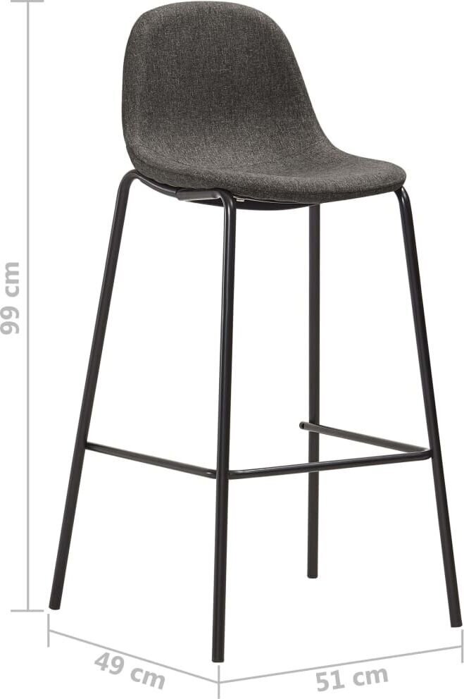 vidaXL Bāra krēsli, 6gab, tumši pelēka, auduma цена и информация | Virtuves un ēdamistabas krēsli | 220.lv