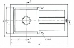 Кухонная раковина 76x44 1B 1D E070053701 цена и информация | Раковины на кухню | 220.lv