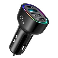 Автомобильная зарядка Joyroom JR-CL09 LED 4xUSB (PD, QC) 45W черный цена и информация | Зарядные устройства для телефонов | 220.lv