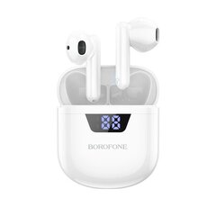 <p>Настоящие беспроводные Bluetooth-наушники BOROFONE BW05 Pure Tone</p>

<p>1. Bluetooth 5.1; Чип: Джерри AC6983.</p>

<p>2. Емкость аккумулятора: зарядный отсек 250 мАч, наушники 30 мАч.</p>

<p>3. Время разговора/музыки: 4 часа, в режиме ожидания 120 часов.</p>

<p>4. Размер: 55*47*23 мм.</p>

<p>5. Зарядный отсек автоматически включается при открытии крышки, поддерживает переключение ведущий-ведомый, вызывает Siri, а зарядный отсек оснащен светодиодным цифровым дисплеем питания.</p>
 цена и информация | Наушники с микрофоном Asus H1 Wireless Чёрный | 220.lv