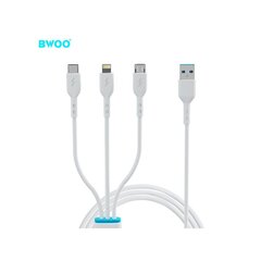 BWOO cable 3in1 X173 USB - Lightning + USB-C + microUSB 1,0m 3A white цена и информация | Кабели для телефонов | 220.lv