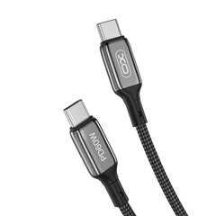 XO kabelis NB-Q180B USB-C - USB-C 1,0m 60W, melns cena un informācija | Savienotājkabeļi | 220.lv