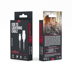 Maxlife kabelis USB - Lightning 2,0 m 2A, balts cena un informācija | Savienotājkabeļi | 220.lv