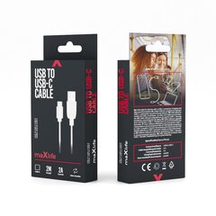Maxlife cable USB - USB-C 2,0 m 2A white цена и информация | Кабели для телефонов | 220.lv