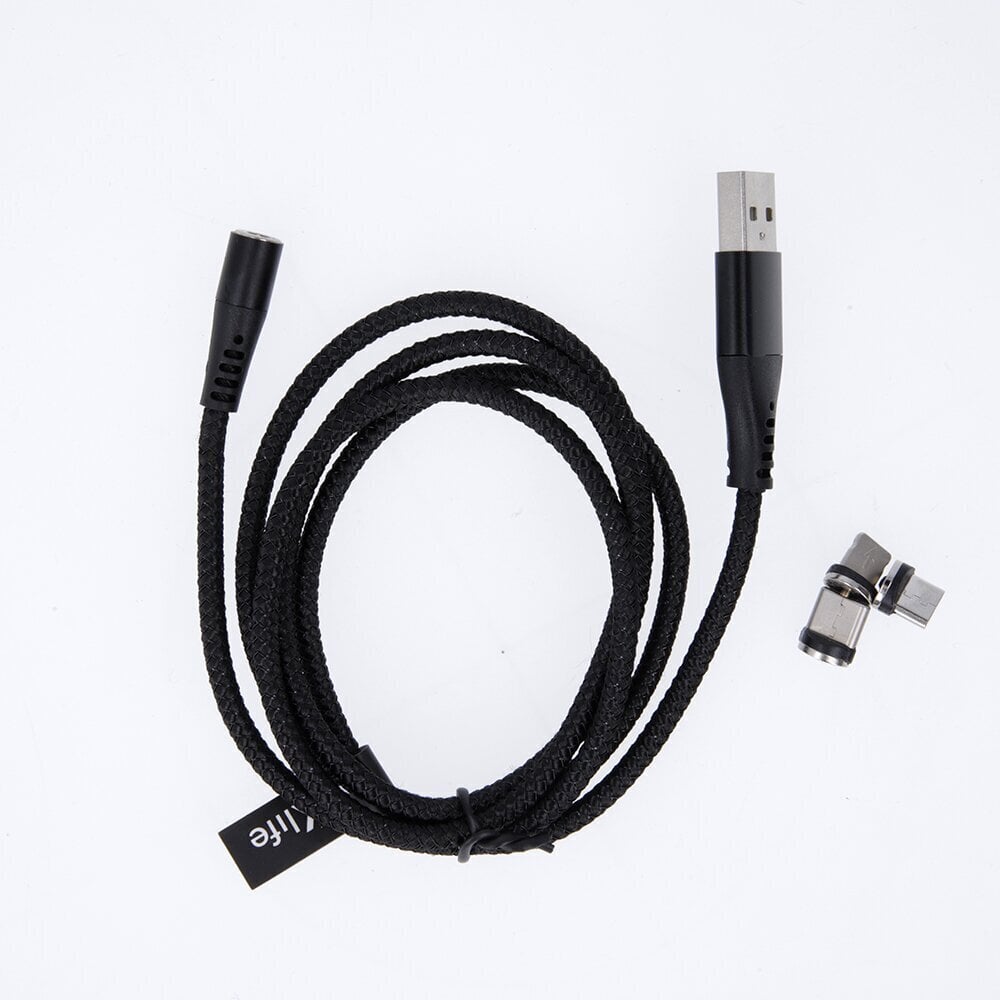 Maxlife MXUC-03 magnētiskais kabelis USB - Lightning + USB-C + microUSB 1,0 m 3A, melns neilons цена и информация | Savienotājkabeļi | 220.lv